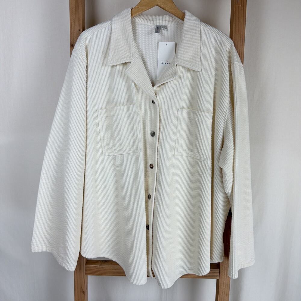 NWT Kleen Cream 100% Cotton Big Shirt Corduroy Jacket / Shacket / Shirt 3X #0804